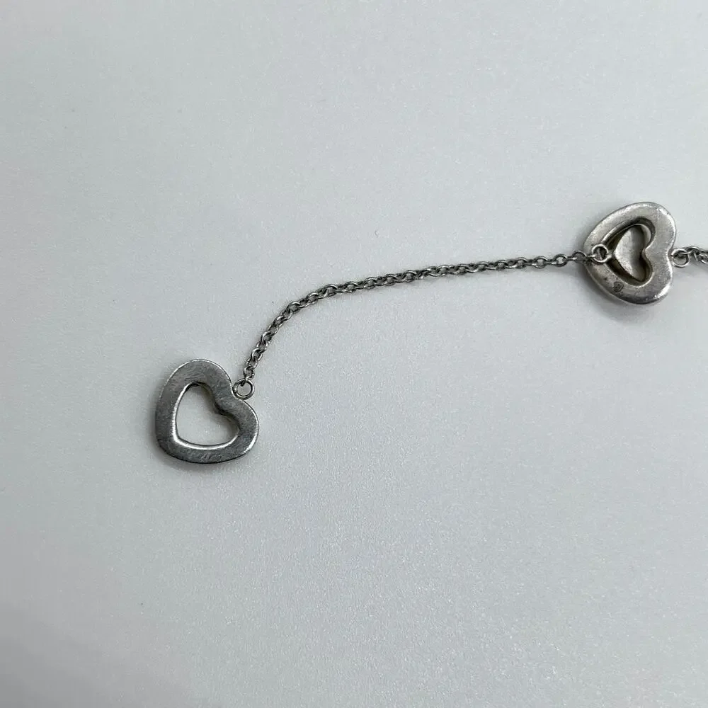 Tiffany & Co Heart Lariat Necklace Y Drop Sterling Silver 925 Luxury Jewelry
